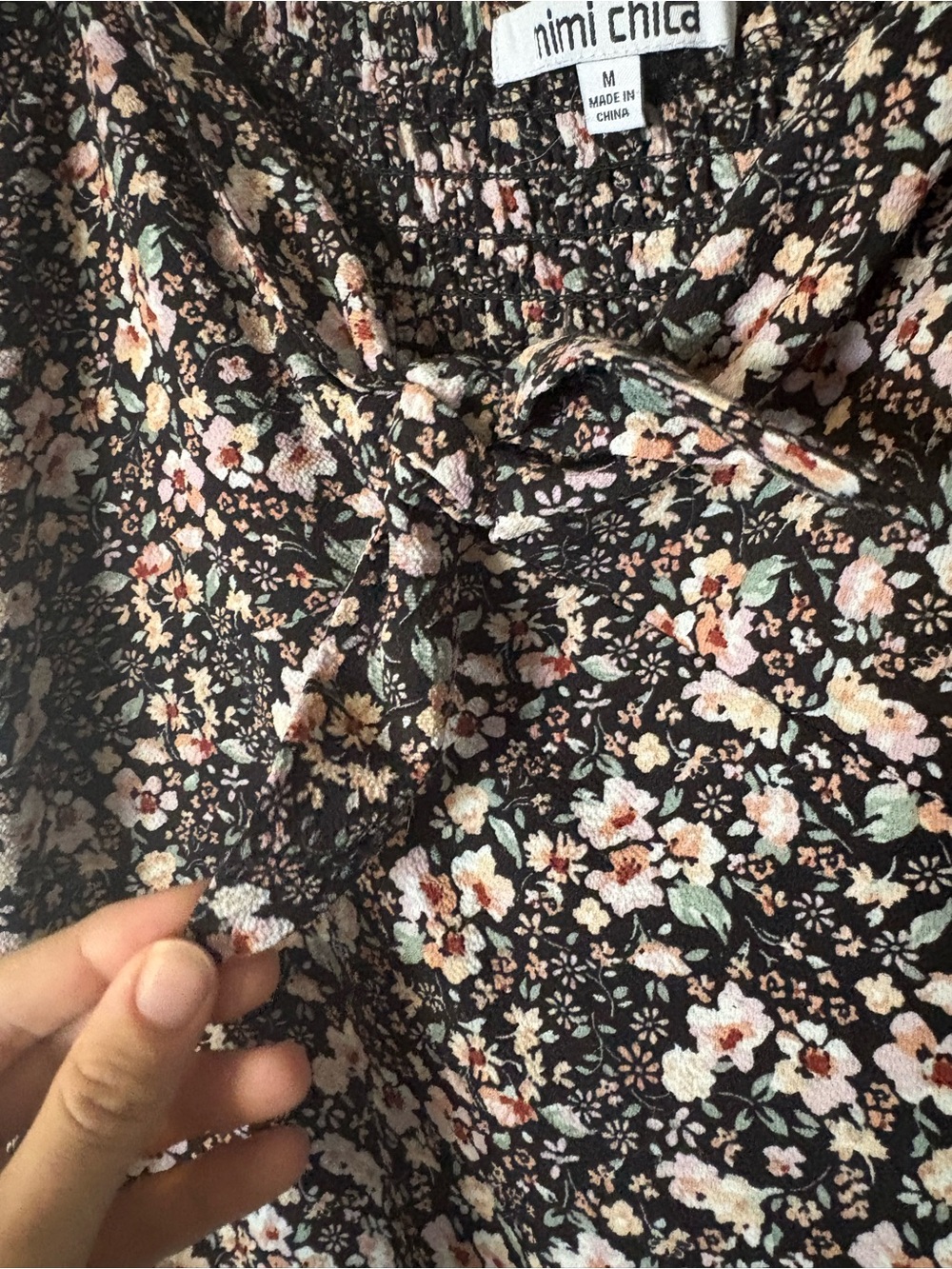 Mimi Chica Black Floral Puff-Sleeve Mini Dress - Picture 2 of 4